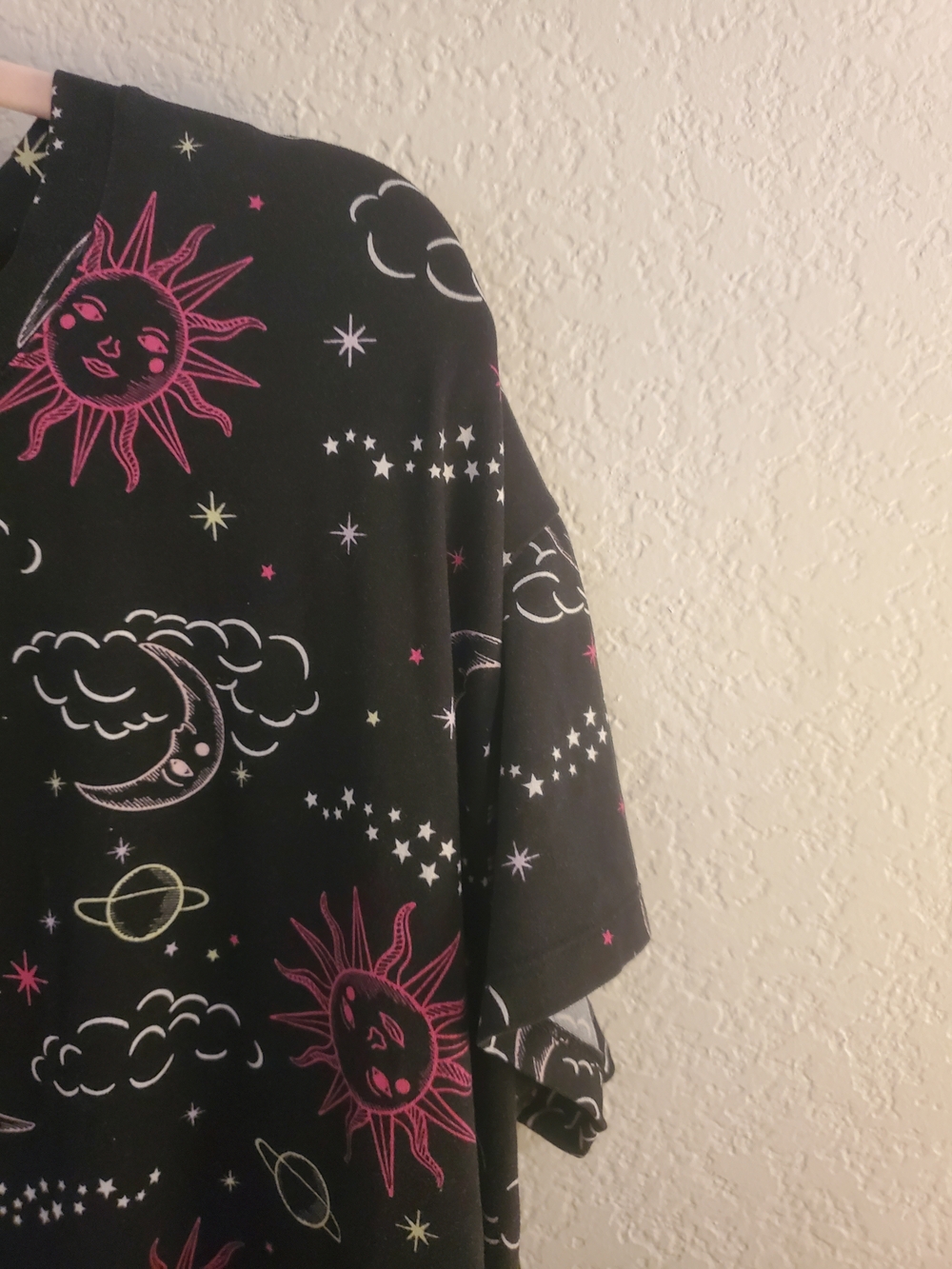 Joyspun Women's Black Nightshirt with Pink Sun & Celestial Print - Picture 10 of 13